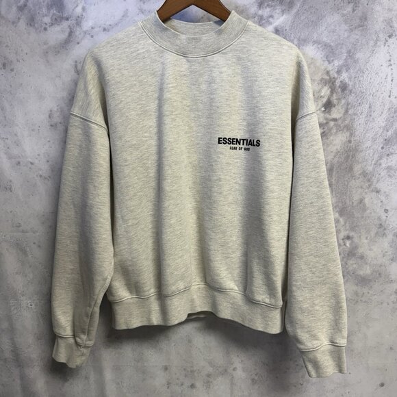 Fear of God Essentials Fleece Sweatshirt Crewneck Light Heather Gray S 25x23.5 - Picture 1 of 9